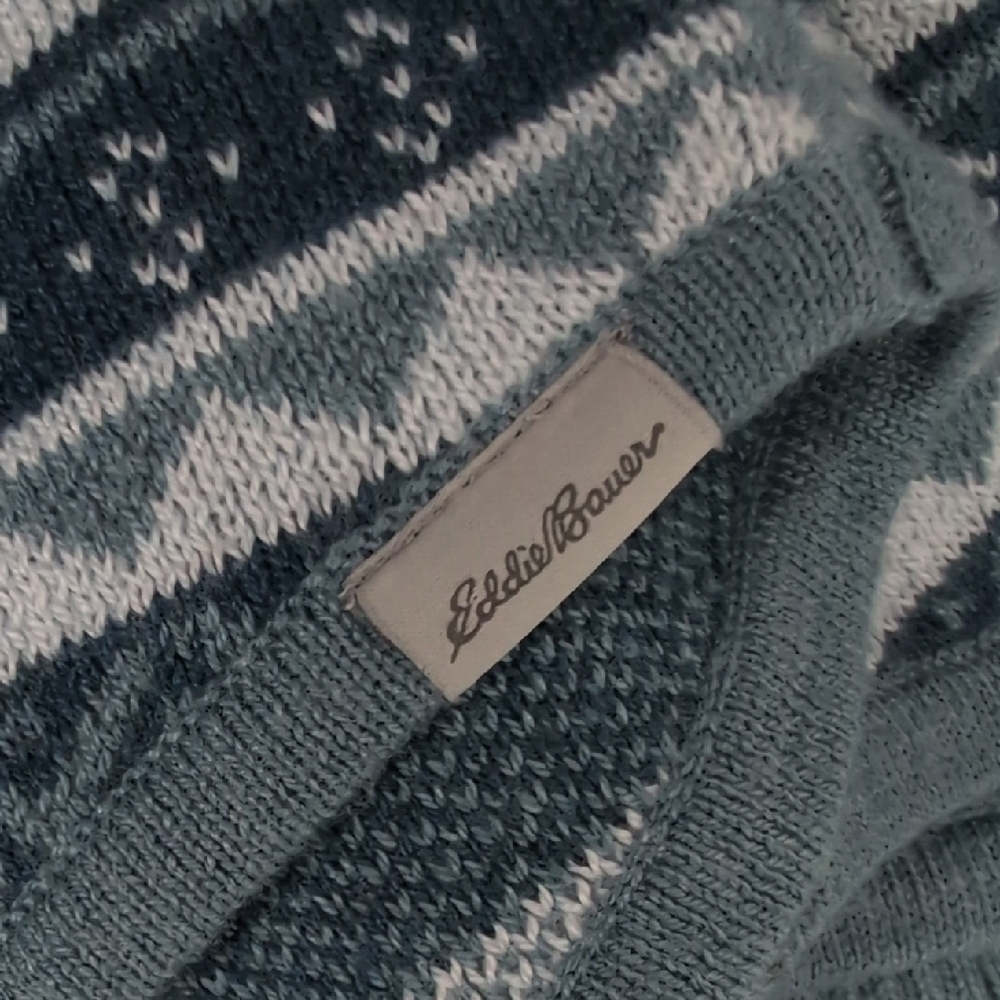 Eddie Bauer M Tall Womens's Blue and Gray/Blue Zip Up Sweater - Picture 6 of 10